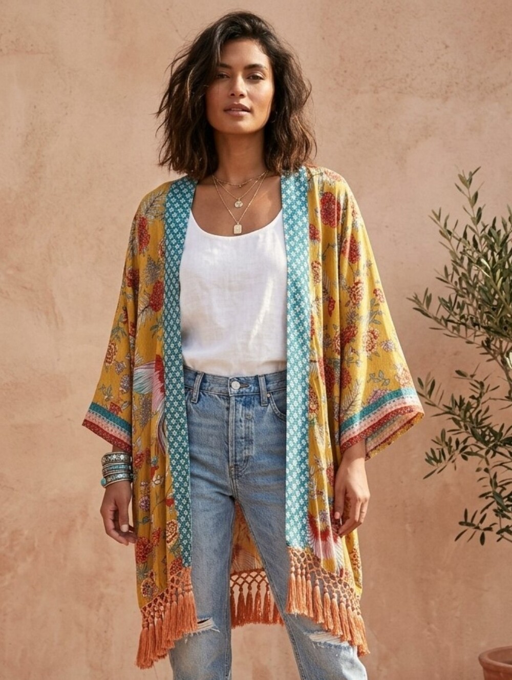 Sundance Marsala Kimono Medium Boho Viscoes